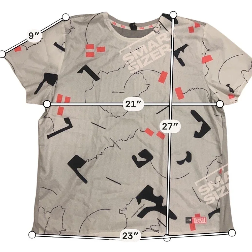 The North Face Flight Series Trail Running Shirt XL White Map Print‎ Mens XL